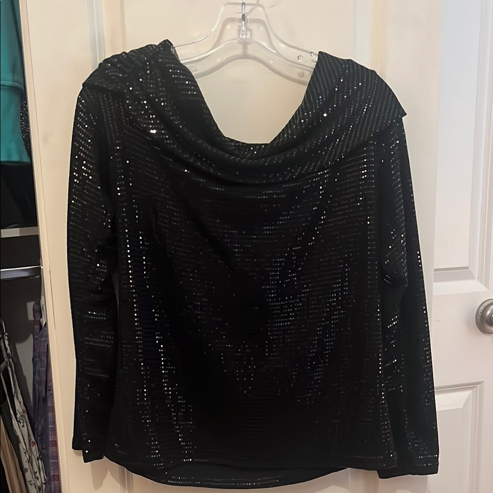 Marc Cain Black Sequin Long Sleeve Blouse